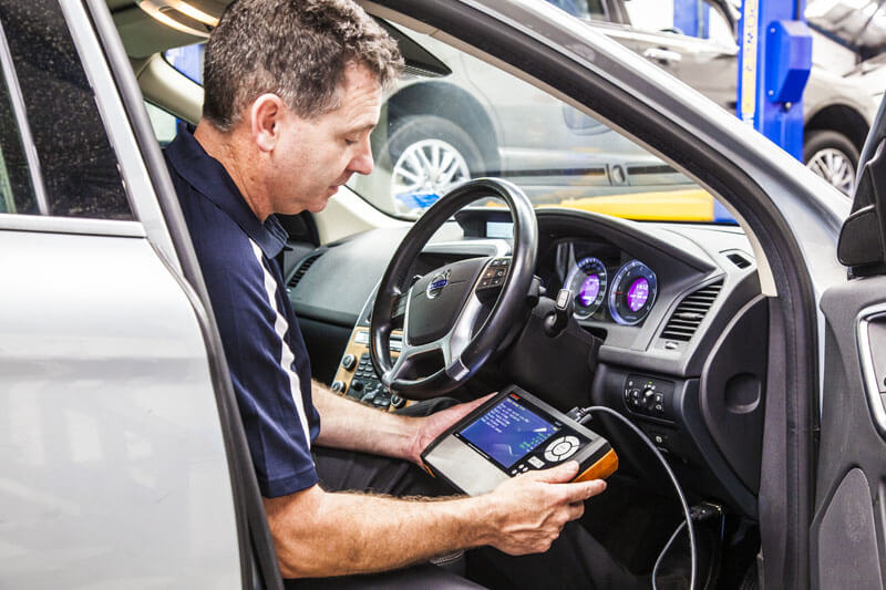 Vehicle on the hoist during service